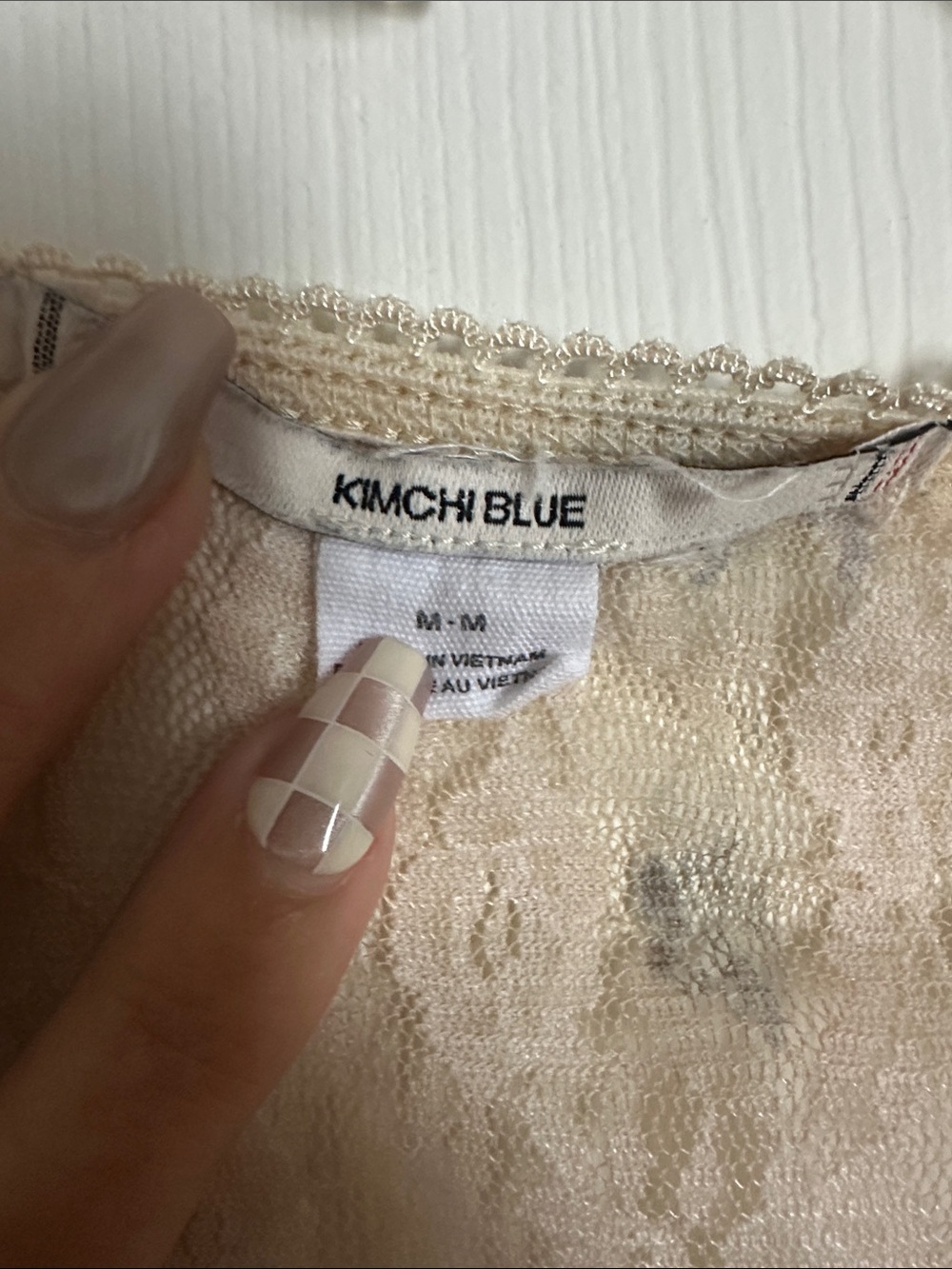 Kimchi Blue Cream Lace Floral Peplum Top - Picture 2 of 3
